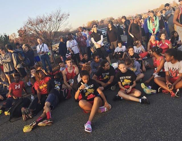Cross Country team at Chaptico Park on 11/05/15 waiting for results.
(credit: @northpointxc via Instagram)