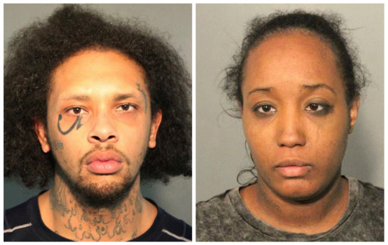 This photo combo of booking mugs provided by the Solano County Sheriff's Office in Fairfield, Calif., shows Jonathan Allen and his wife, Ina Rogers.